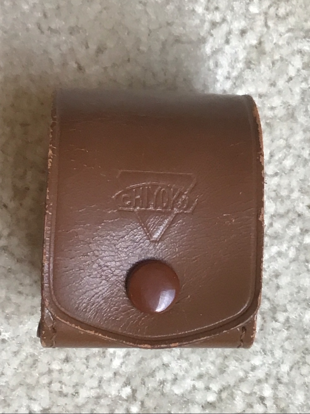 Vintage Chiyoko Brown Leather Case, 1 5/8” x 2”